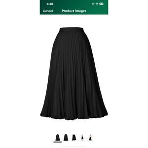 Women's High Waist Pleated A-Line Swing Skirt black Size XL W123
